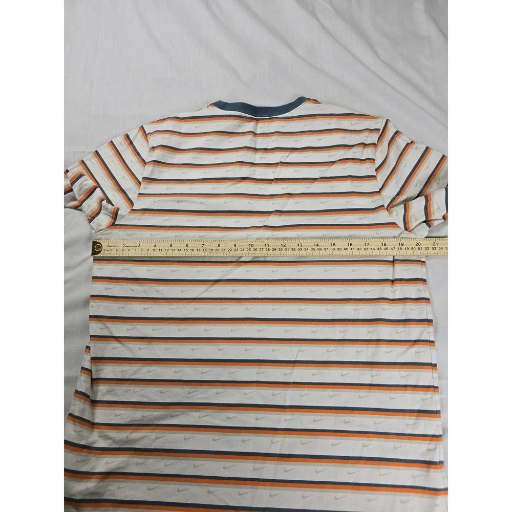 Nike Shirt Mens Large White Orange Blue Stripe Swoosh The Nike Tee‎